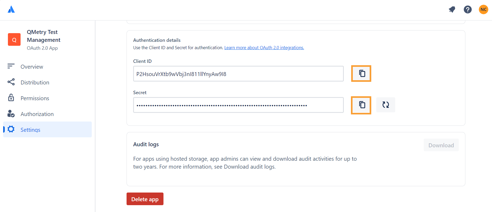 QPro_Intration_Jira_OAuth_ClientIDandCode.png