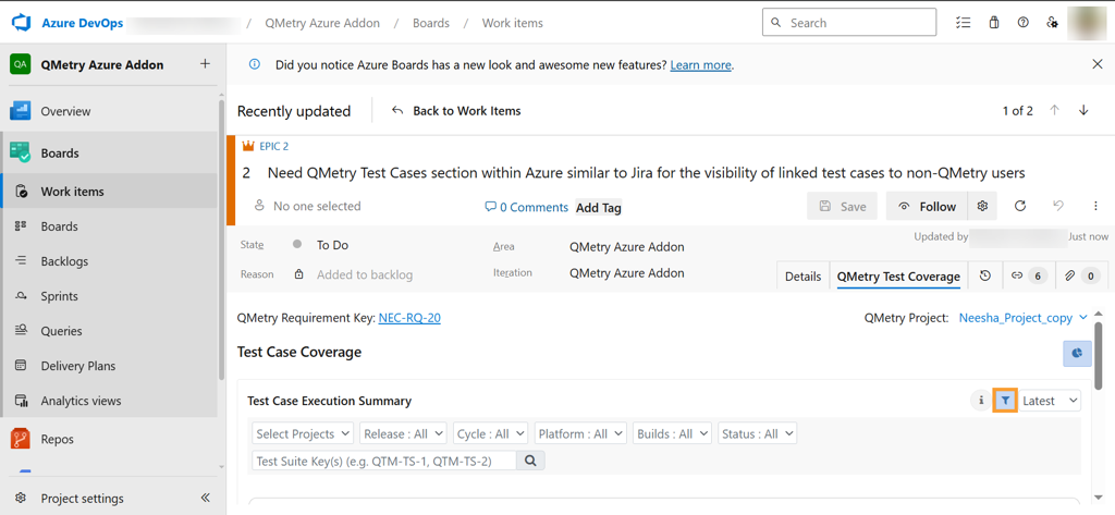 QMetry Azure Addon filtered by latest