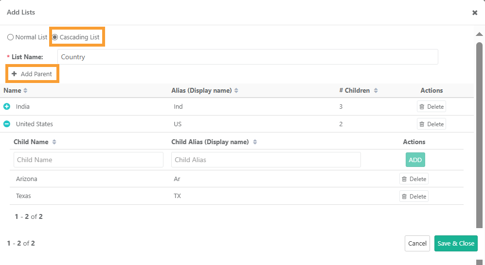 QSvr_Cust_AddCascadingList