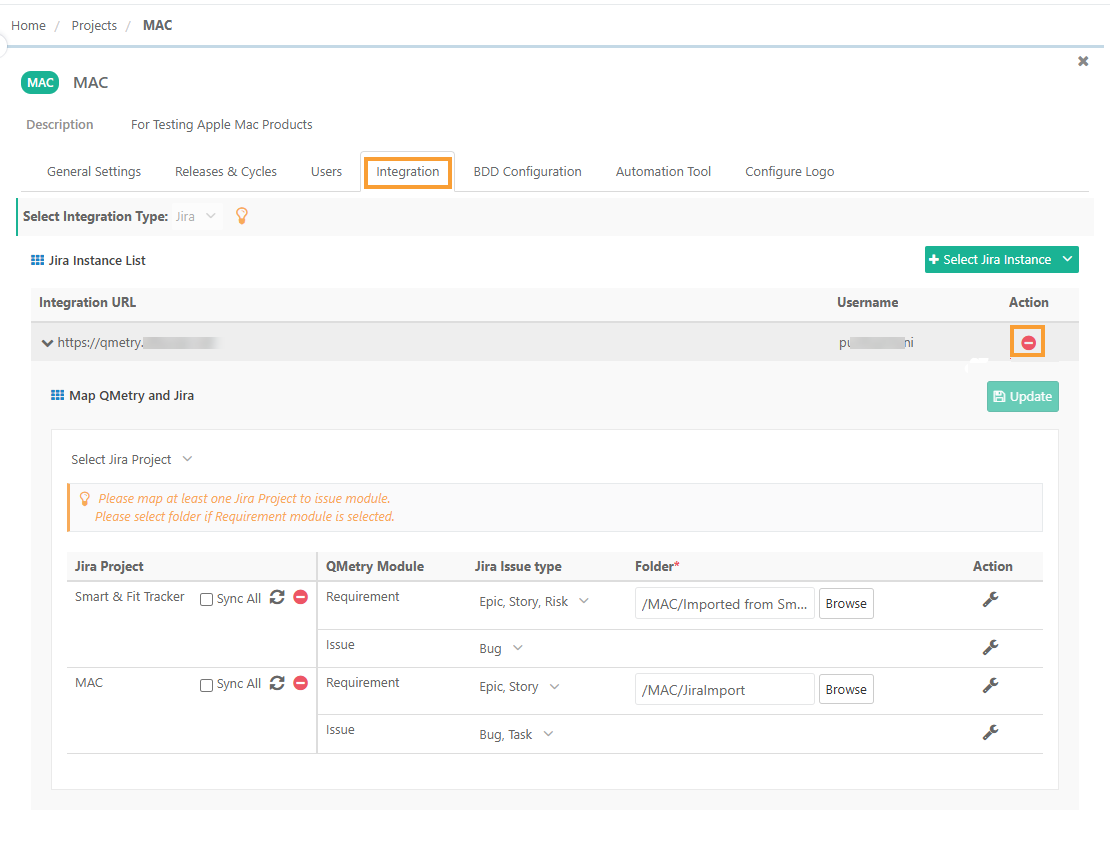 Select Integration Type modal