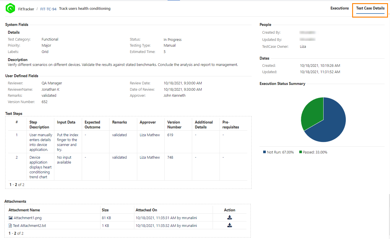 Test case details