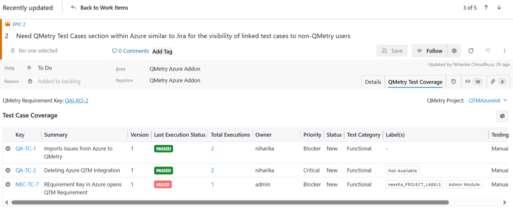QMetry Test Case Coverage